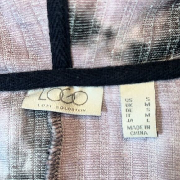 LOGO by LORI GOLDSTEIN Purple Tie Dye Marcee Hooded Cardigan-S - Picture 7 of 9